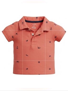 Carter’s | Nautical Polo Shirt | Baby Boy 9M | Coral Anchor Tee